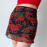 lovefery - Vintage Roses Mesh Skirt ~ HANDMADE