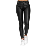 lovefery  New Independent Station  New HOTan and NEWn Women's Clothing  Wish Casual Pants Skinny Pants Foreign Trade PU Leather Pants