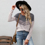 LOVEFERY Strictly selected  New autumn new products fashion leopard print color matching knitted sweater long sleeve 2025 casual top women