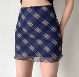 lovefery - Nostalgia Retro Plaid Mesh Skirt ~ HANDMADE