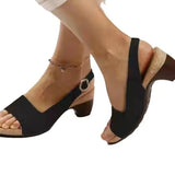 LoveFery Trendy Slouchy Women's Spring Buckle Chunky Heels