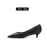 Women's Work Shoes Business Ol Pumps Stiletto Mid-Heel High Heel  Spring New Fine Heel with Black Suede Ceremonial Shoes