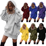 LOVEFERY ins Internet celebrities 2025 autumn and winter women's tops solid color pullover hooded loose fleece sweater