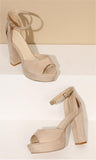 Essential Peep Toe Faux Nubuck Heels