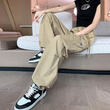 lovefery  Summer NEWn Retro Trendy Cargo Pants Casual All-Matching Straight Loose High Waist Slimming Draping Ankle-Tied Trousers for Women