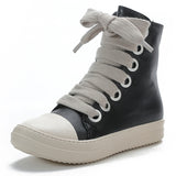 Cross-Border Fashion Street Small Leather Boots College Style  Big Shoe-Eye Short Boots