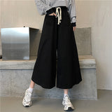 lovefery  High Waist Casual Pants for Women Spring and Autumn Thin  New Loose Black Wide Leg Pants for Women