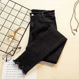 Wholesale Jeans Women's Black High Waist Cropped Ankle Tight Pencil Skinny 2024 New Korean Style Slimming and All-Matching Stretch