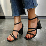 Chic And Strappy Square Toe Block Heels