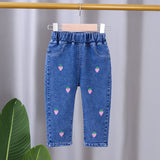 LOVEFERY New Korean Style Spring and Autumn Girls' Jeans Trousers Children's Spring and Autumn Baby Spring Clothing Loose Western Style Pants