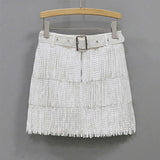 Zoie Studded Fringe Mini Skirt - White