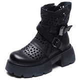 Leather Martin Boots Sandal Boots Women's Lightweight High-Top Women's Shoes Retro Handmade Bootie Handsome Motorcycle Female Boots