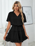 Slow It Down Smocked Tassel Dress - Black