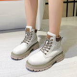 [Gao Ding Silk Cowhide]  New Hight Increasing Martin Boots Women's Ankle Boots with Thick Sole Worker Boots