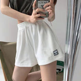 lovefery  Waffle Sports Shorts Women's Summer  New Korean Style Loose High Waist Home Wide Leg Hot Pants Outer Wear Wholesale