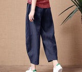 lovefery  New Korean Style Summer Loose Imitation Cotton Linen Elastic-Waist Wide Leg Pants for Women