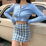 lovefery - Cara Plaid Skirt // Blue