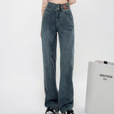 In Stock Wide Leg Jeans Women's Autumn 2024 New Small High Waist Straight Pants Loose Slimming Draped Pants