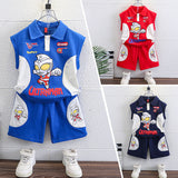 LOVEFERY Ultraman Clothes Boys Summer Suit  New Fashionable Pu Handsome Children's Summer Short Sleeve Motorcycle Clothing Tide