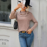 LOVEFERY New Popular trade popular early autumn new stacking collar top long sleeve slim fit 2025 pullover knitted sweater