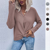 LOVEFERY Autumn long-sleeved pullover knitted sweater women's Popular trade explosion New popular new waffle kink bottoming top