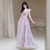 lovefery Flower Evening Dress Piano Girl Light Luxury Minority Mori Style Engagement Toast Dress Host Birthday Dress Long