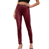 lovefery  New Independent Station  New HOTan and NEWn Women's Clothing  Wish Casual Pants Skinny Pants Foreign Trade PU Leather Pants