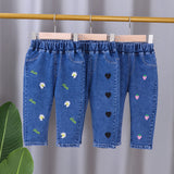 LOVEFERY New Korean Style Spring and Autumn Girls' Jeans Trousers Children's Spring and Autumn Baby Spring Clothing Loose Western Style Pants