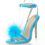 So Fab Marabou Trim Block Heels