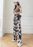 lovefery  Tie-Dyed Ice Silk Ink Painting Wide-Leg Pants for Women Summer New Elastic High Waist Drooping Casual Chiffon Wide Leg Trousers for Women