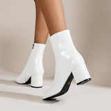 High-Heel Boots Women's  Autumn New Square Head Side Zipper Mid-Calf HOTan and NEWn 4142boots Fashionable Chunky Heel