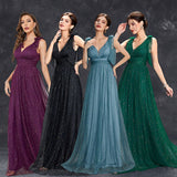 lovefery Cross-Border Evening Dress with Gold Sequins  New Ladies Bow Elegant V-neck Bridesmaid Dress Summer Style