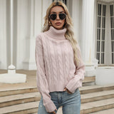 LOVEFERY 2025 women's clothing popular autumn and winter new turtleneck twist sweater knitted sweater thickened thermal pullover top