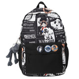 Street Fashion Printed Student Schoolbag Casual Junior High School Student Bag Fashion Brand Printing Cartoon Schoolbag Male and Female Students