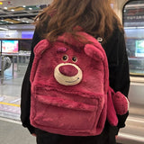 Cute Strawberry Bear Sullivan Backpack Japanese Ins Plush Early High School and College Student Large Capacity Class Schoolbag