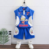 LOVEFERY Ultraman Clothes Boys Summer Suit  New Fashionable Pu Handsome Children's Summer Short Sleeve Motorcycle Clothing Tide