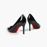 In Stock! Pumps Spring  Black Sexy Pointed Toe Shallow Mouth-43 Elegant Patent Leather Red Bottom Stiletto Heels for Women