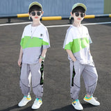 LOVEFERY Children's Clothing Boys' Suit Summer Short Sleeve Summer Children and Teens Two-Piece Suit  New Clothes Short Sleeve Suit