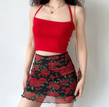 lovefery - Vintage Roses Mesh Skirt ~ HANDMADE