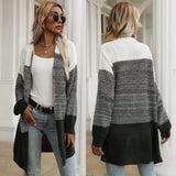 LOVEFERY women's clothing Hot autumn and winter new 2025 color matching knitted sweater casual cardigan jacket women