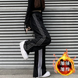 lovefery  NEWn-Style Straight Wide-Leg Pants Track Sweatpants Women's Summer Loose Drooping Mop Pants Three Bars Casual Pants Winter Trousers