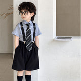 LOVEFERY Children's Suit  Summer New Short-Sleeved Shirt Two-Piece Set Boys Handsome Korean Style Performance Clothes Dresses of Bride Fellow Kids