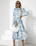 Tempe Floral Ruffle Midi Dress - Blue