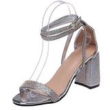 LoveFery Fashion Women's Rhinestone Chunky Buckle With Heels