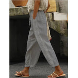 lovefery  Stitching  Women's Clothes Casual Pants Elegant Cotton and Linen Commuter Cropped Pants Straight Pants Sweet