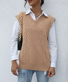 LOVEFERY New 2025 women's clothing tops, knitted twist vest V-neck sweater with pullover and sleeveless vest