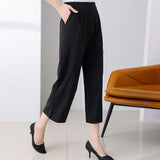 lovefery  Xin Yan Wide-Leg Pants Women's Summer Thin Cropped Pants High Waist Show Thin Black Casual Loose Small Straight-Leg Pants