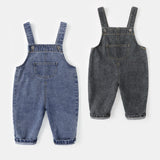 LOVEFERY Baby Denim Suspender Pants Spring and Autumn Baby 0-3 Years Old Fashionable Fashionable Pants Boy Cute Trousers Spring Korean Style