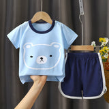 LOVEFERY Children's Summer Clothing Children's Cotton T-shirt Underwear Suit Boy Girl Baby Baby Short Sleeve Shorts One Piece Dropshipping