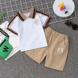 LOVEFERY Children's Clothing Children's Suit New  Fashion Children's Baby Two-Piece Suit Short Sleeve Embroidered Letter Short Sleeve Suit